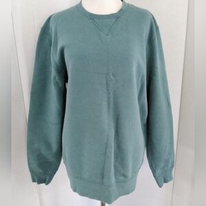 LL Bean Traditional Fit V-Stitch Crew Neck Sage Green Sweatshirt Sz M Reg